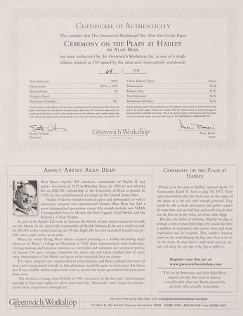 Lot #6537 Alan Bean Signed Giclee Print ‘Ceremony on the Plain at Hadley’ - Image 2