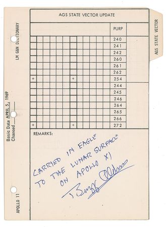 Lot #6368 Buzz Aldrin?s Apollo 11 Lunar Surface-Flown Checklist Page - Image 1