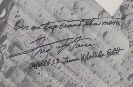 Lot #6465 Fred Haise Signed Lunar Orbit Chart - Image 2