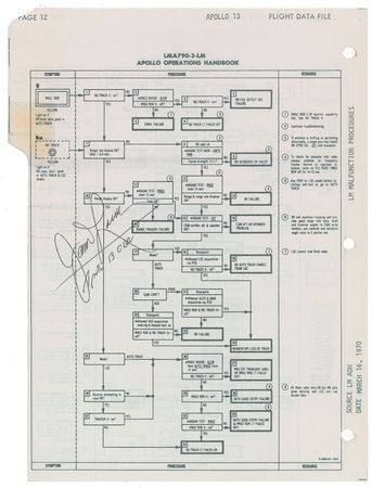 Lot #6463 James Lovell’s Apollo 13 Flown Checklist Page - Image 1
