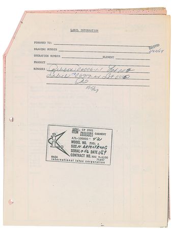 Lot #6376 Neil Armstrong’s Apollo 11 Pre-Flight Spacesuit Label - Image 4