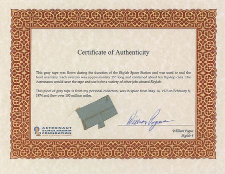 Lot #6613 Skylab 4: Bill Pogue’s Flown Tape Swatch - Image 1