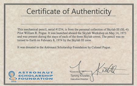 Lot #6612 Skylab 4: Bill Pogue’s Flown Mechanical Garland Pencil - Image 2