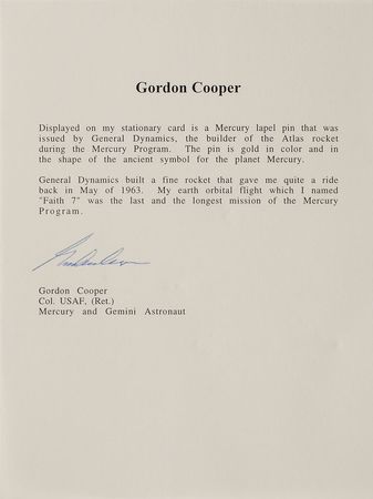 Lot #6048 Gordon Cooper’s Mercury Lapel Pin - Image 2