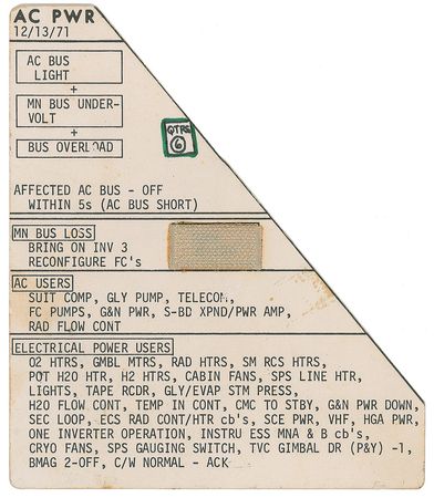 Lot #6548 Apollo 16 Training Cue Card - Image 1