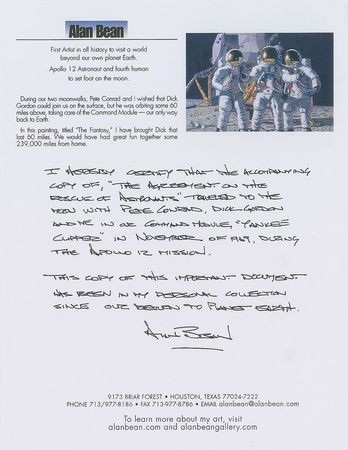 Lot #6436 Alan Bean?s Apollo 12 Flown Agreement on the Rescue of Astronauts - Image 2