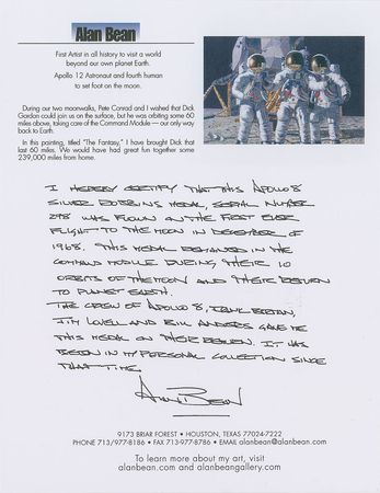 Lot #6328 Alan Bean?s Apollo 8 Flown Robbins Medal - Image 3