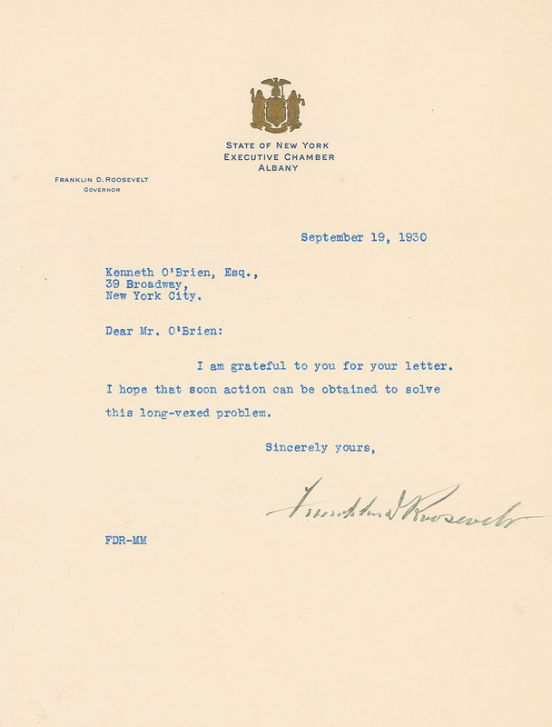 Lot 153 Franklin D. Roosevelt Typed Letter Signed