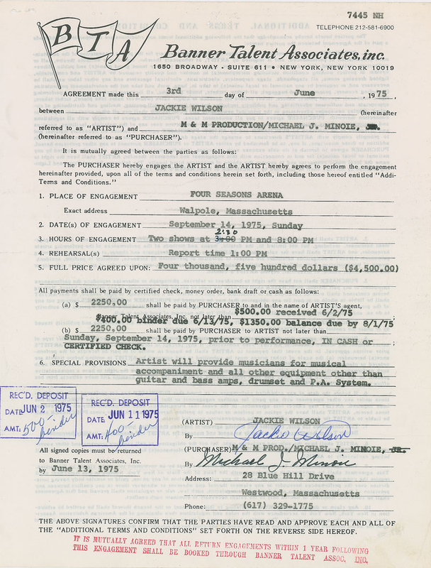 Lot 772 Jackie Wilson Signed Document