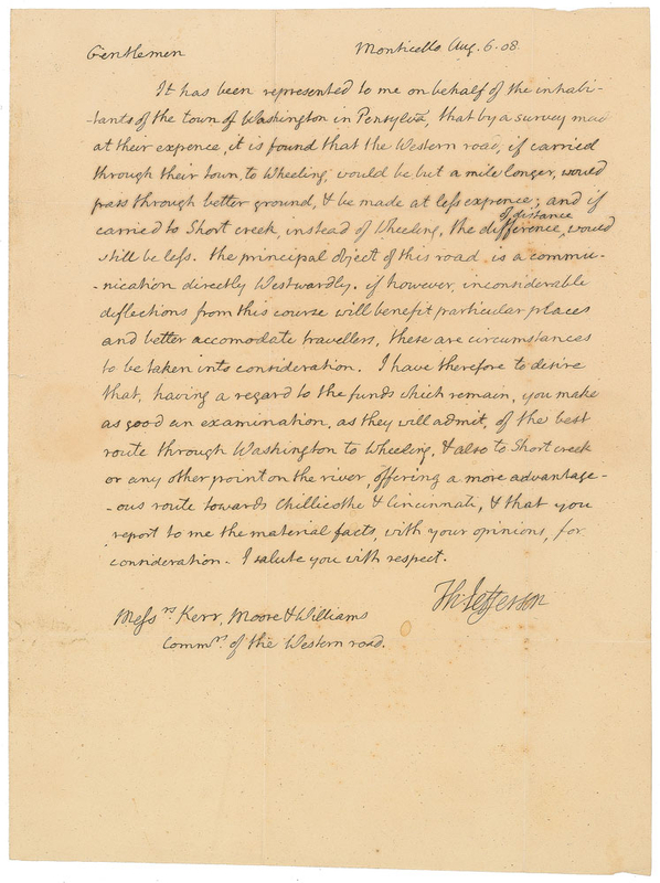 Lot 905 Thomas Jefferson: Rare 1808 presidential letter on uniting the nation with 