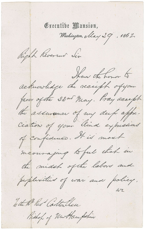 Lot 909 Abraham Lincoln: Lincolnâ€™s gratitude for 
