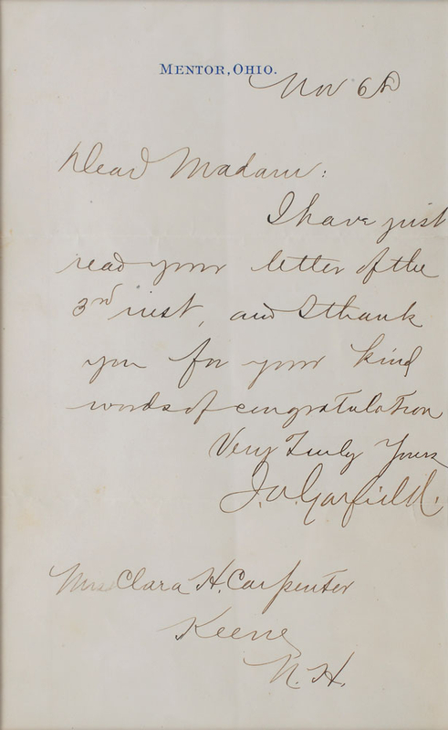 Lot 71 James A. Garfield Signed Letter