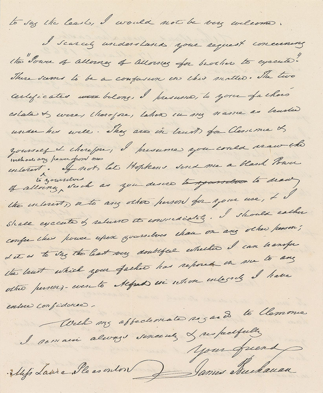 Lot 49 James Buchanan: His nation divided, the ex-president reflects: ?I should be a happy man were it not for the troubles of the country?