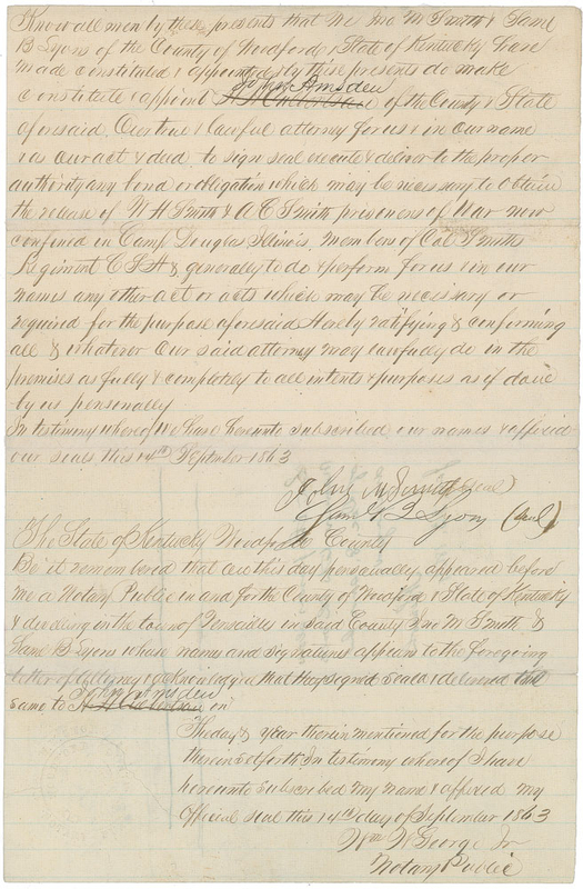 Lot 55 Abraham Lincoln: Granting two Confederate prisoners permission ?to take the oath of Dec. 8 and be discharged?