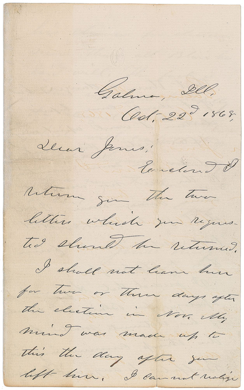 Lot 65 U. S. Grant: Facing the threat of assassination on the eve of the 1868 election
