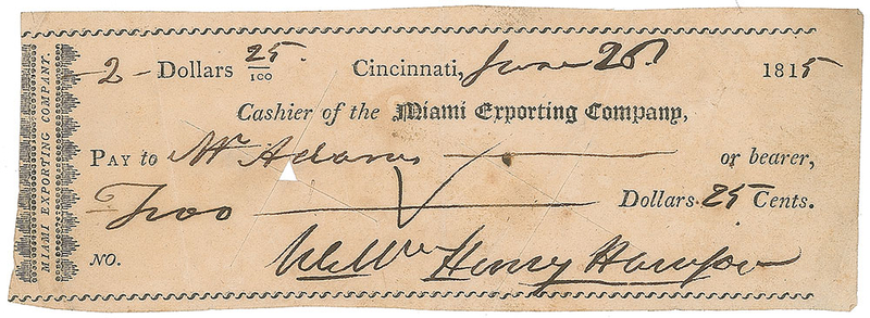 Lot 37 William Henry Harrison Check