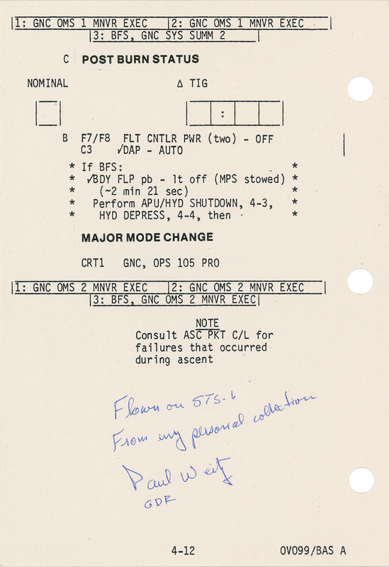Lot 492 Paul Weitz Flown Checklist Page
