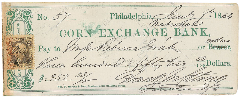 Lot 263 Rebecca Gratz Check