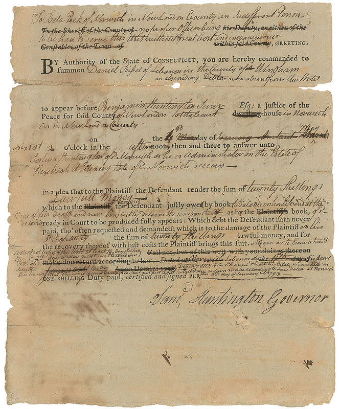Lot 219 Samuel Huntington Signed Document