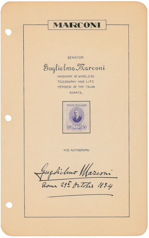 Lot 363 Guglielmo Marconi Signature