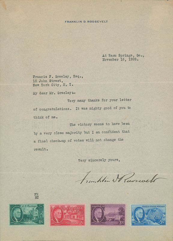 Lot 155 Franklin D. Roosevelt Typed Letter Signed