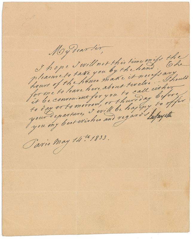 Lot 400 Marquis de Lafayette Signed Letter