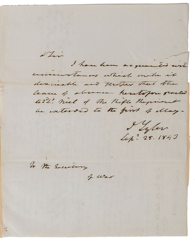 Lot 39 John Tyler Handwritten Letter Signed with Free Frank