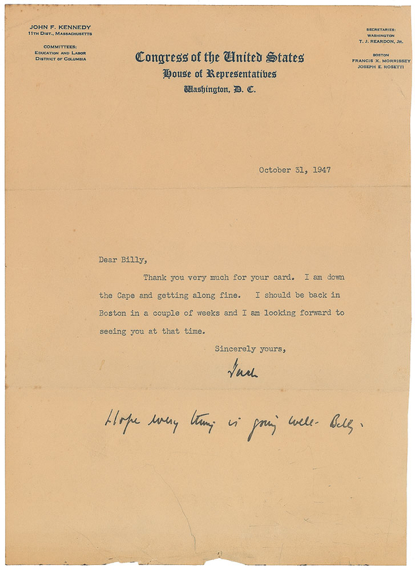 Lot 131 John F. Kennedy Typed Letter Signed