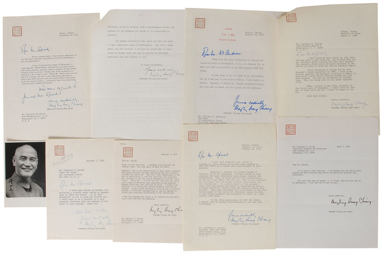 Lot 267 Madame Chiang Kai-shek: Madame Chiang to the Meet the Press founder: “Your questions were incisively sharp and crystal clear”