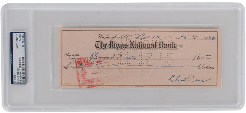 Lot 368 Eliot Ness Check