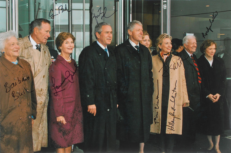 Lot 140 Presidents and First Ladies: Fully signed presidential library photo?the Carters, Bushes, and Clintons!