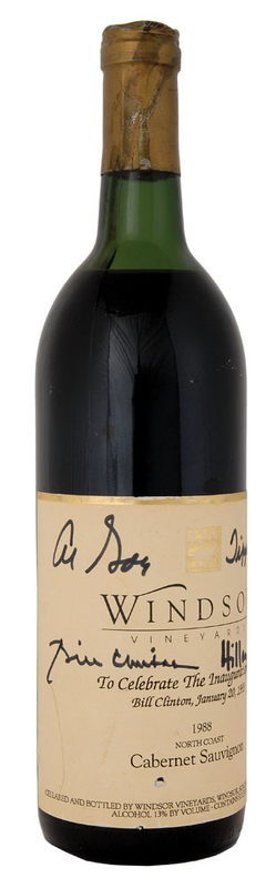 Lot 207 Bill and Hillary Clinton Wine Bottle
