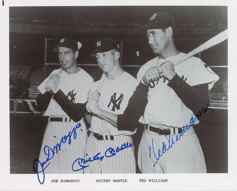 Lot 886 Mantle, DiMaggio, and Williams Signed Photograph