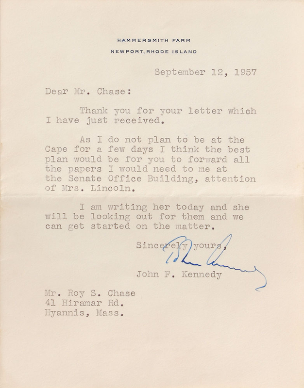 Lot 132 John F. Kennedy Typed Letter Signed