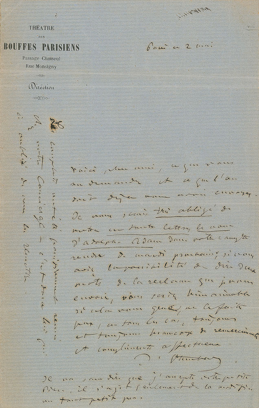 Lot 673 Jacques Offenbach Handwritten Letter Signed