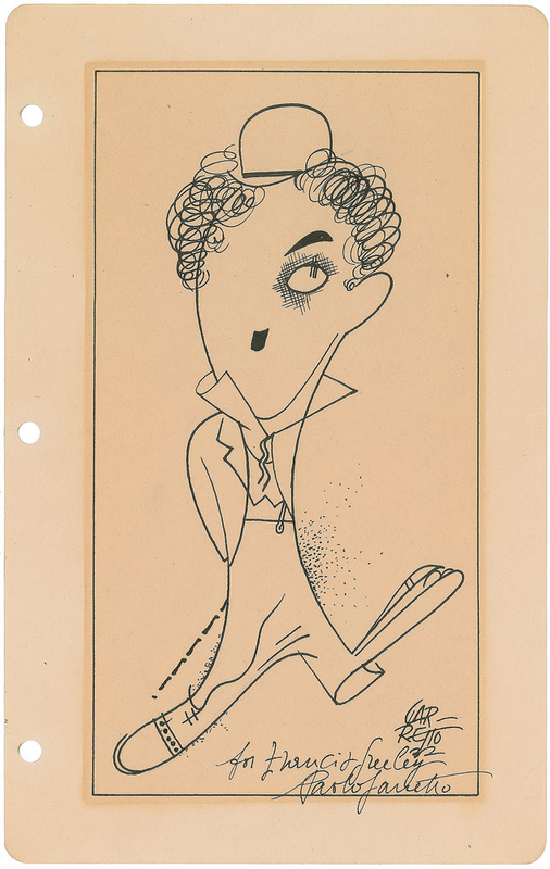 Lot 533 Paolo Garretto: Charlie Chaplin: Fantastic 1932 caricature of Chaplin?s ?tramp?