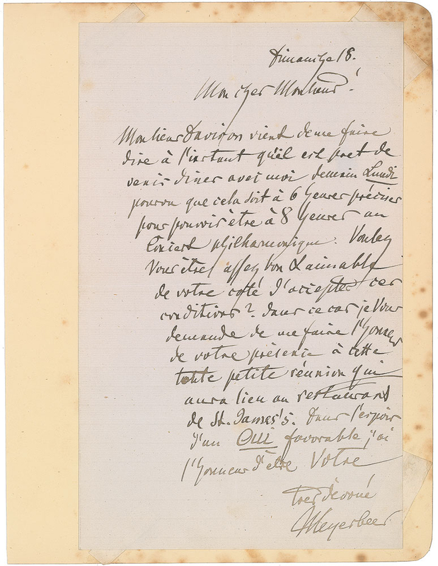 Lot 672 Giacomo Meyerbeer Handwritten Letter Signed