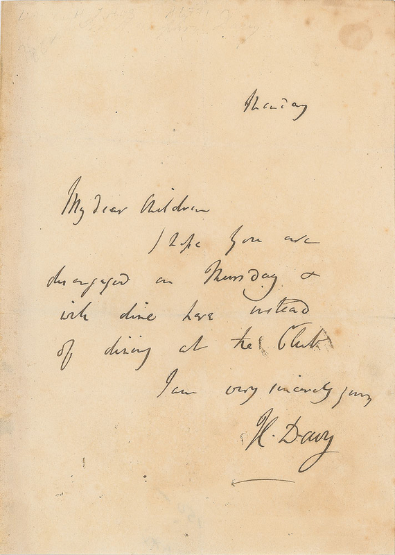 Lot 326 Humphry Davy Handwritten Letter Signed