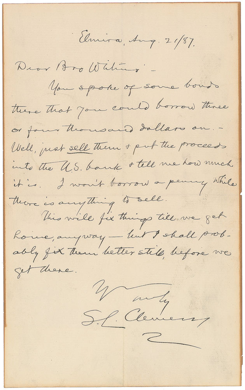 Lot 566 Samuel L. Clemens Handwritten Letter Signed