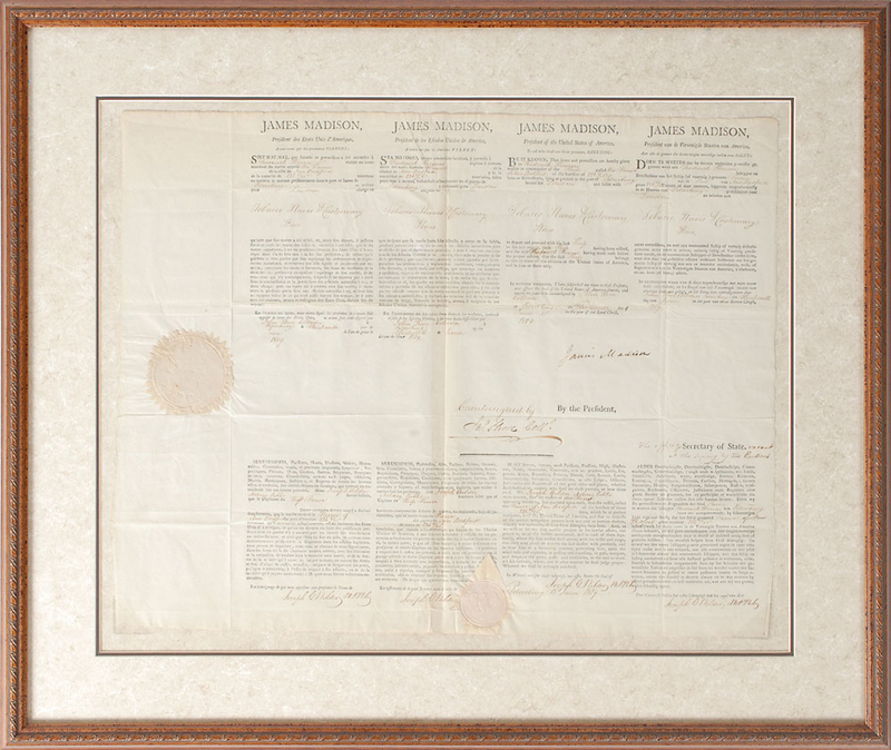 Lot 19 James Madison: Signed in his first two days as president