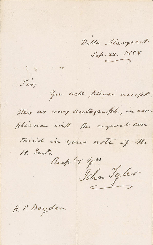 Lot 40 John Tyler Handwritten Letter Signed