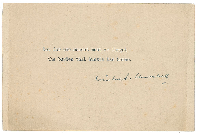 Lot 271 Winston Churchill: “Not for one moment must we forget the burden that Russia has borne”