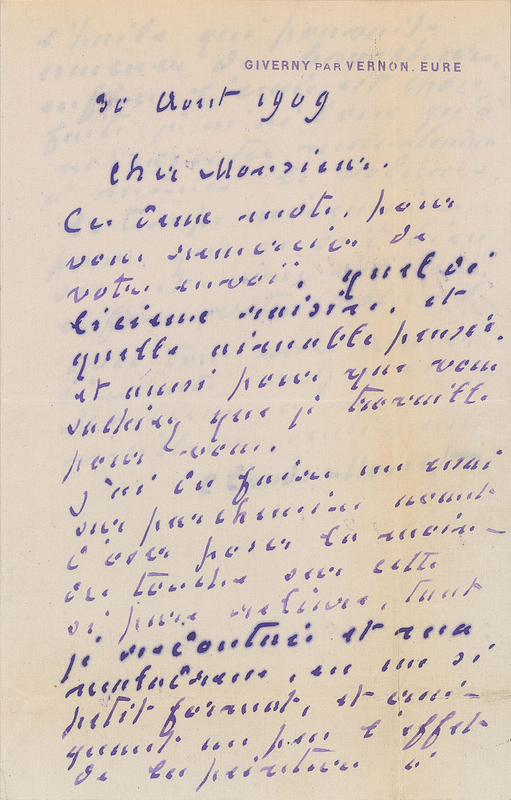 Lot 527 Claude Monet: “I was quite afraid of my clumsiness in such a small format, and feared the effects of oil paint”