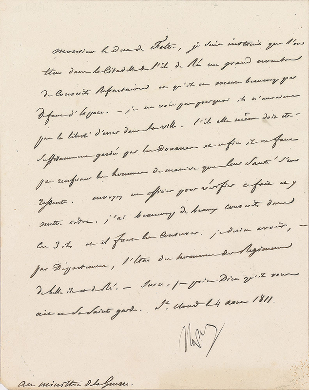 Lot 277 Napoleon: Concerned with harsh conditions for his ?many fine draftees?