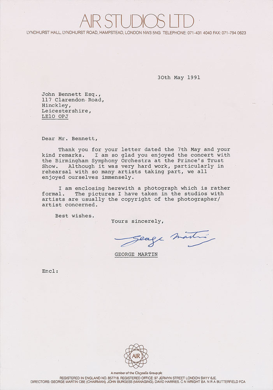 Lot 707 Beatles: George Martin Typed Letter Signed