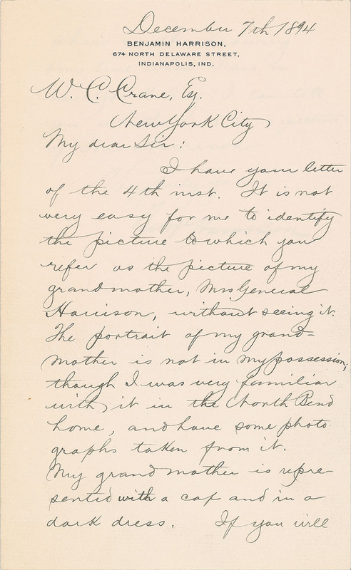 Lot 76 Benjamin Harrison Signed Letter