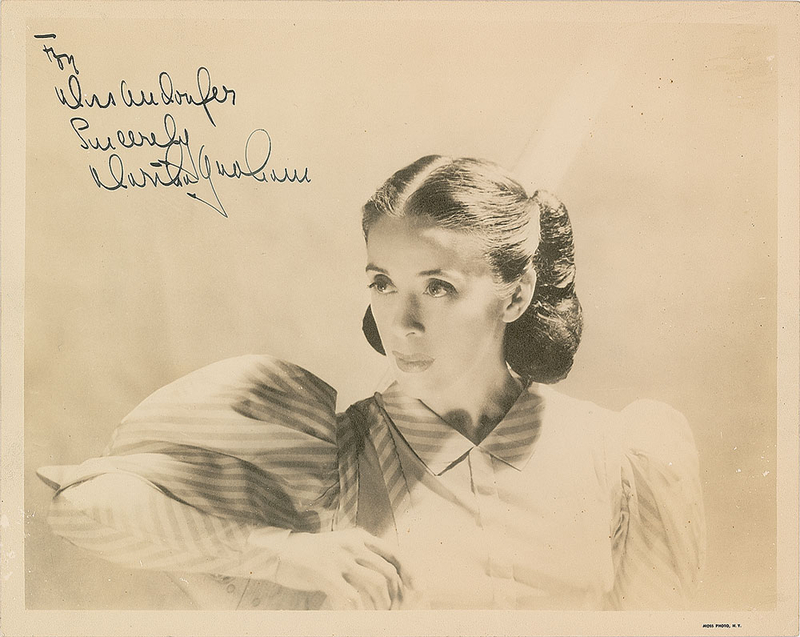 Lot 820 Martha Graham Signed Photograph