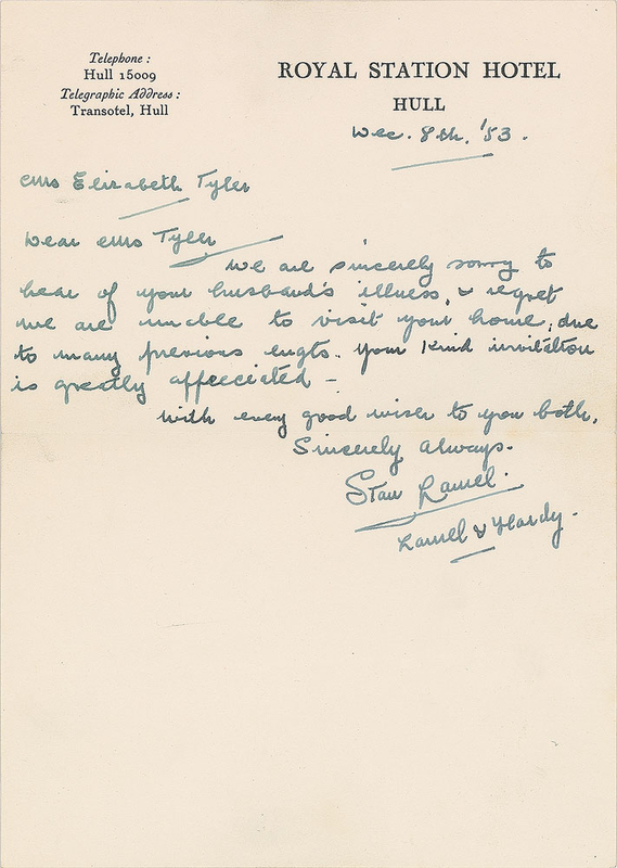 Lot 829 Stan Laurel Handwritten Letter Signed