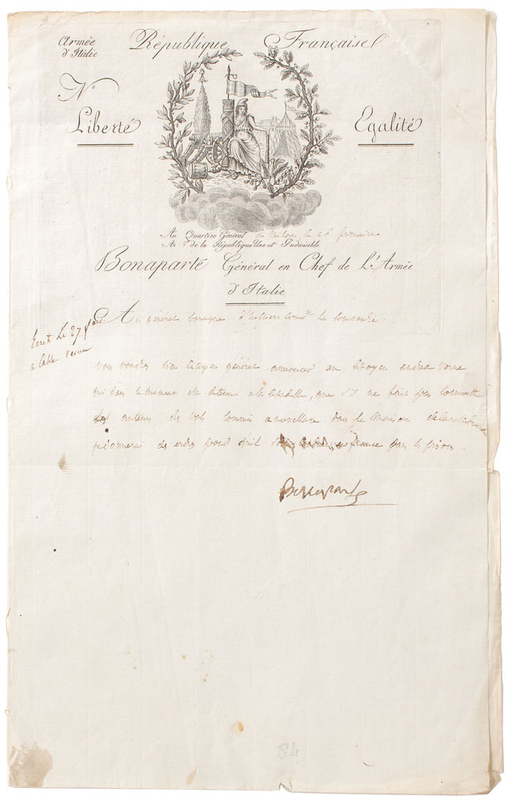 Lot 275 Napoleon: Demanding names of the “perpetrators of the robberies committed at the house of the Archduchess”