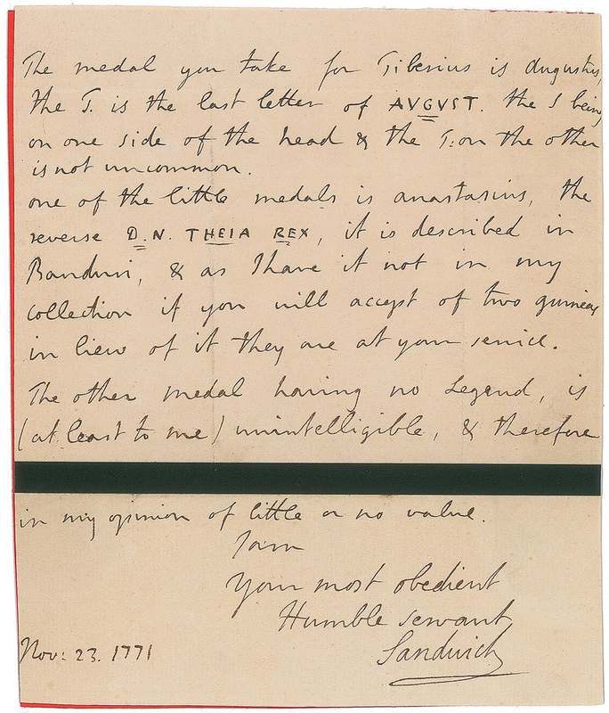Lot 364 John Montagu, Earl of Sandwich Handwritten Letter Signed